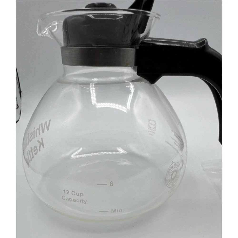 Cafe Brew Schott Duran Glass Whistling Kettle 12 cup + 2 Stovetop Metal Trivets